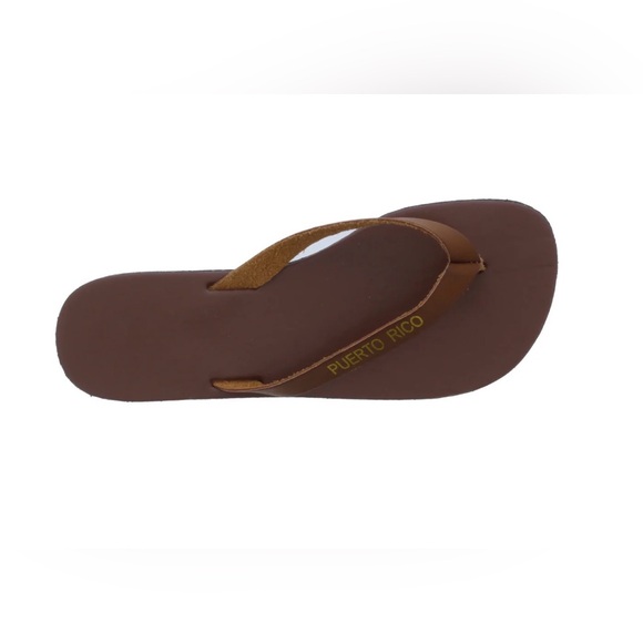 Puerto Rico Leather Brown Flip Flops Unisex NEW - Picture 7 of 7